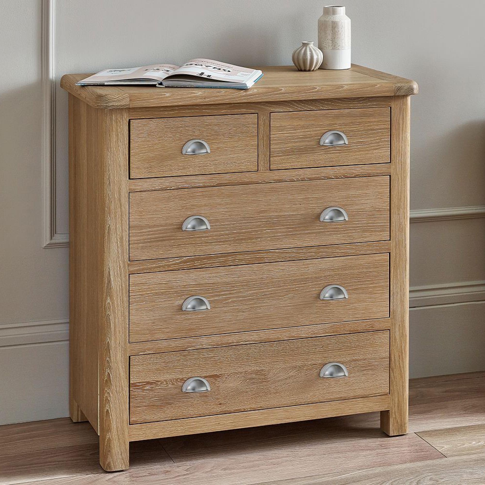 Memphis Chest of Drawers - 3+2 Drawer - Oak Effect