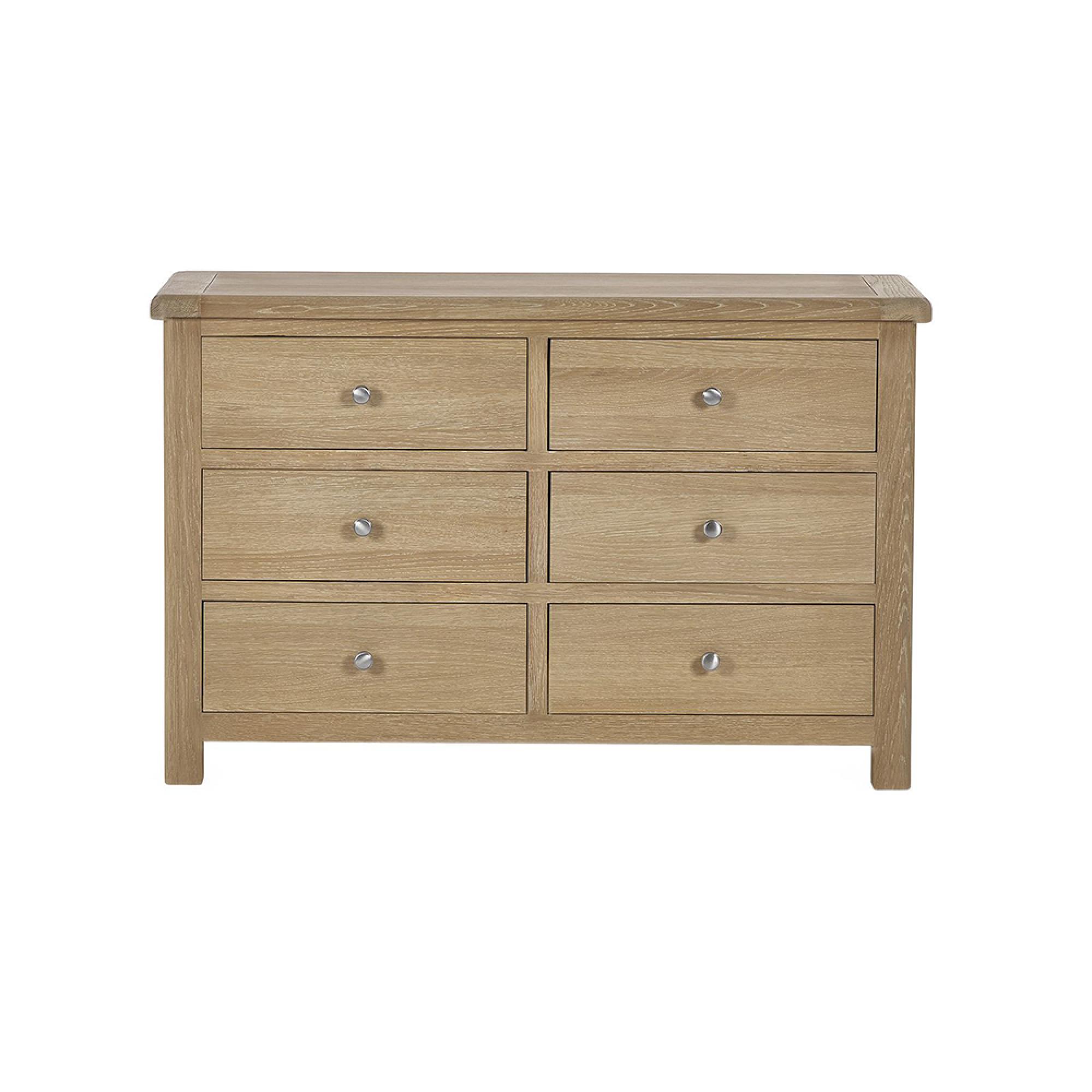 Memphis Chest of Drawers - 6 Drawer - Wide - Oak Effect