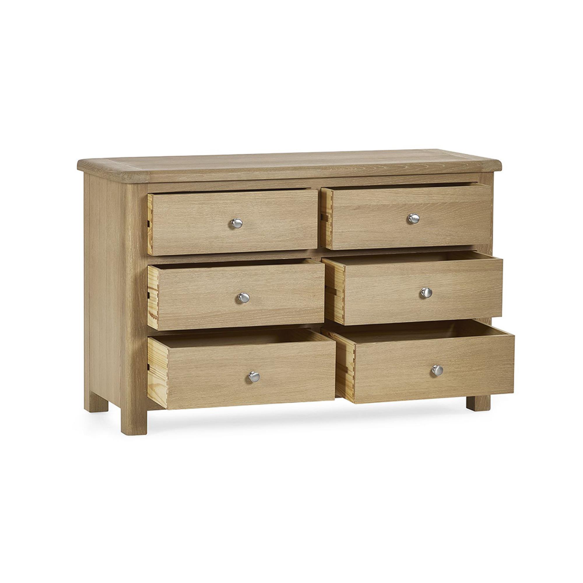 Memphis Chest of Drawers - 6 Drawer - Wide - Oak Effect