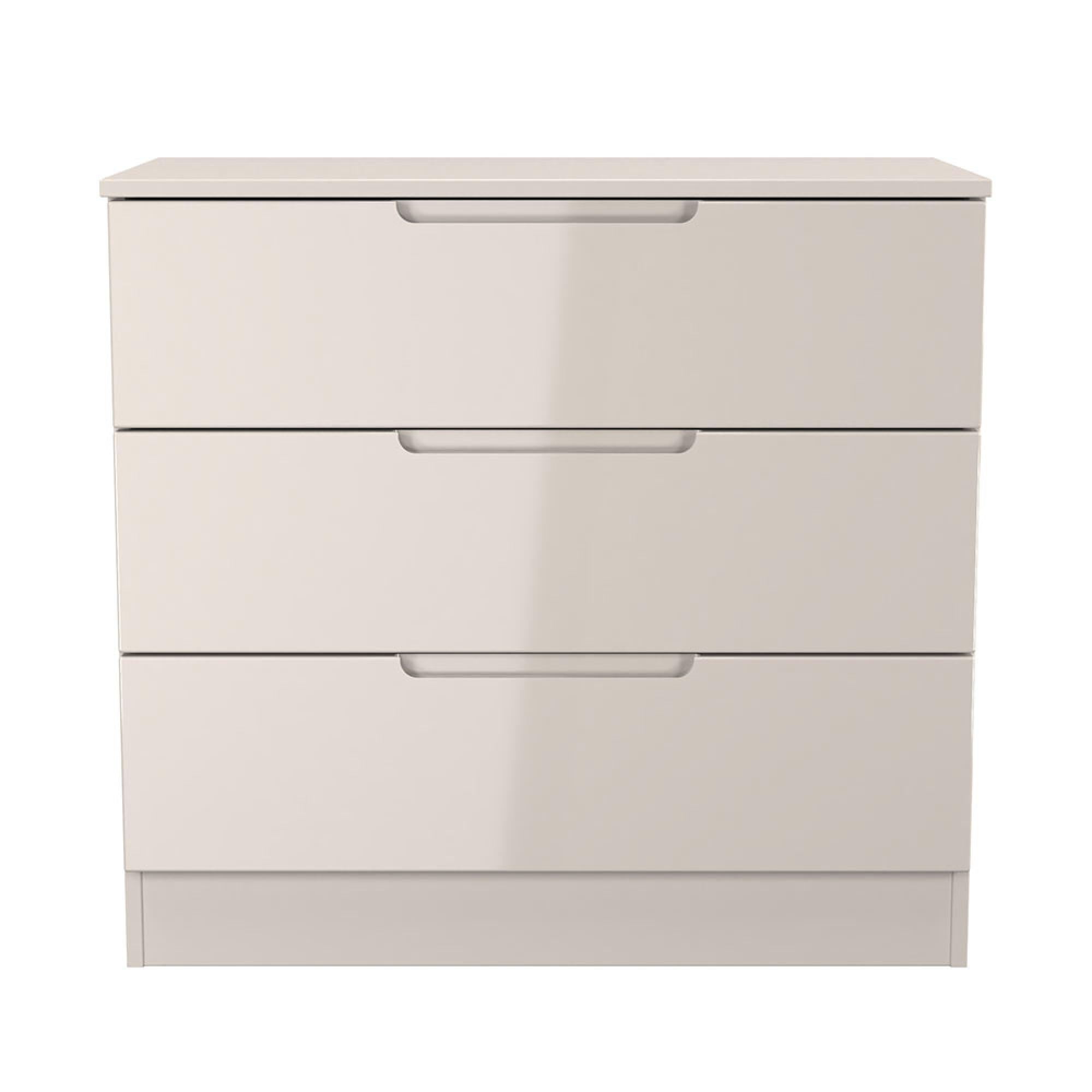 Milan Cashmere Gloss 3 Drawer Small Chest