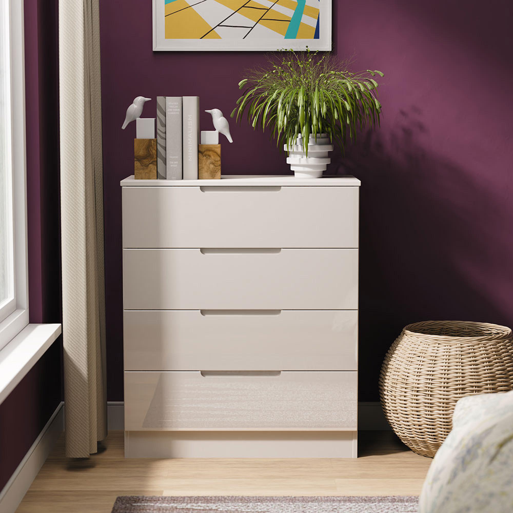 Milan Cashmere Gloss 4 Drawer Chest