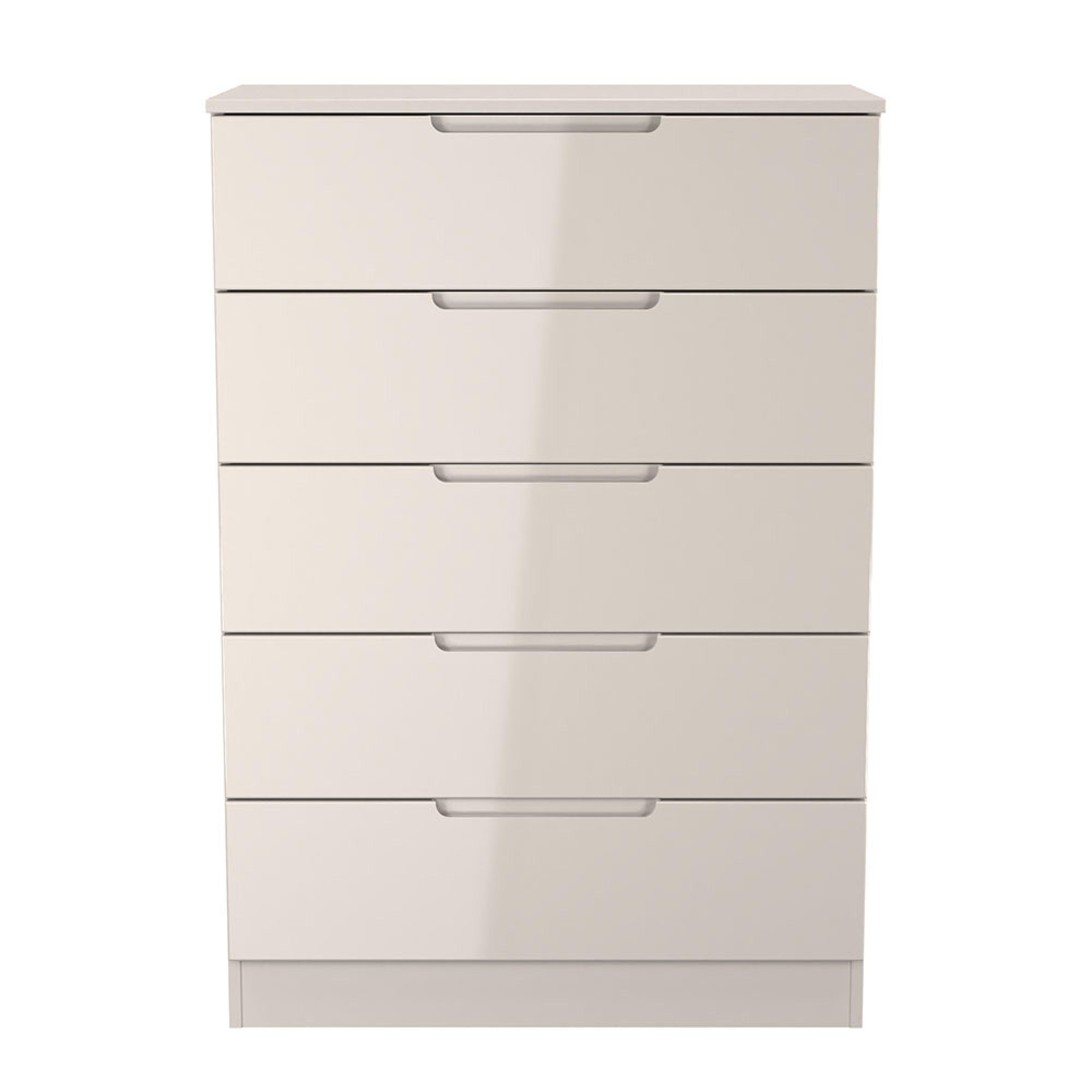 Milan Chest - 5 Drawer - Cashmere Gloss
