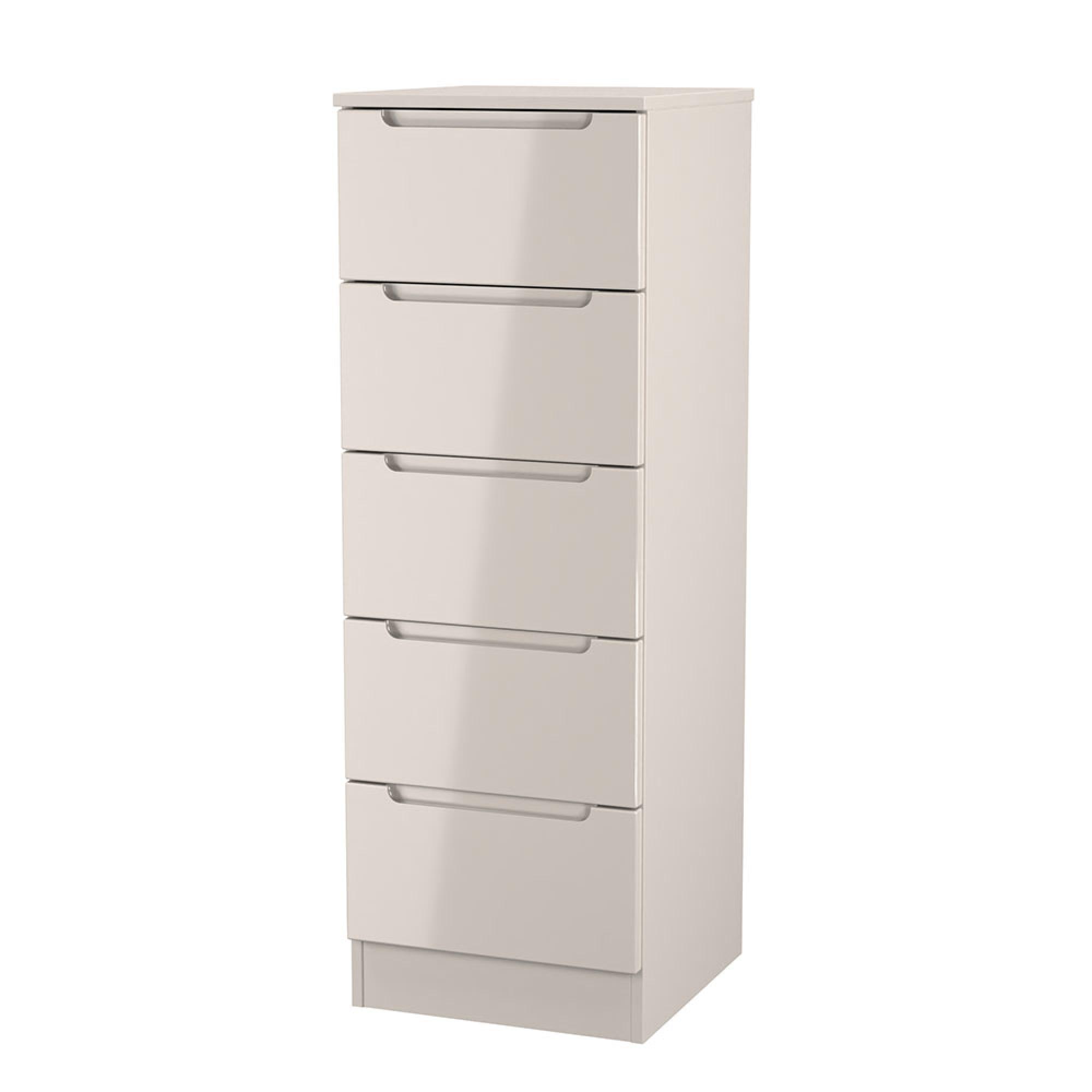 Milan Chest - Narrow - 5 Drawer - Cashmere Gloss