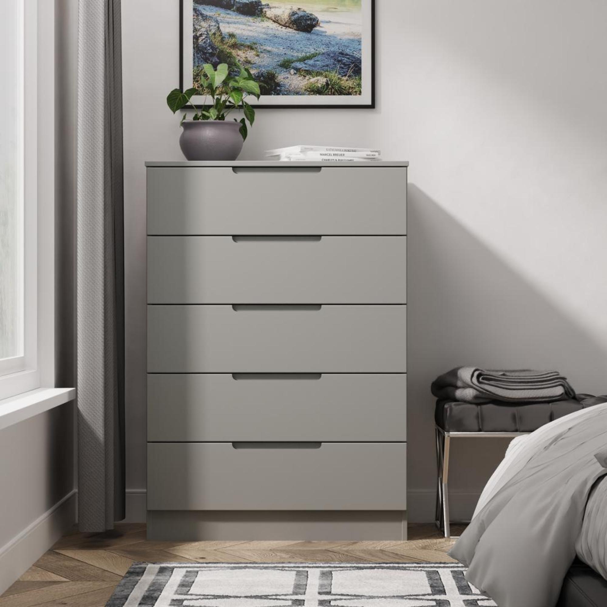 Milan Chest - 5 Drawer - Grey
