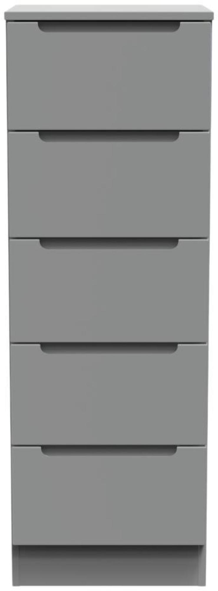 Milan Grey 5 Drawer Narrow Chest