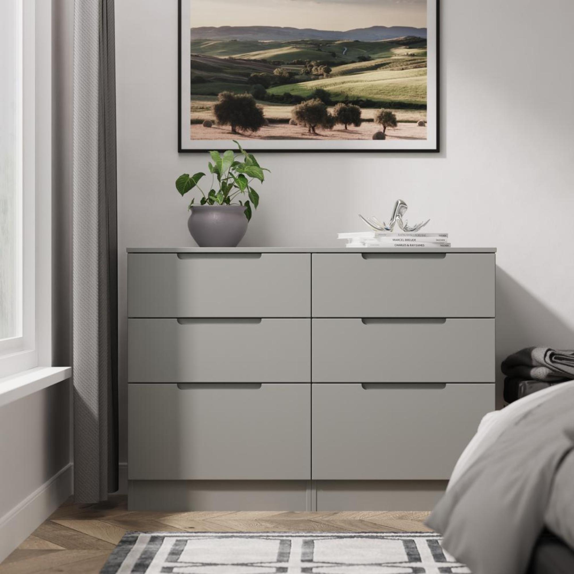 Milan Chest - Midi - 6 Drawer - Grey