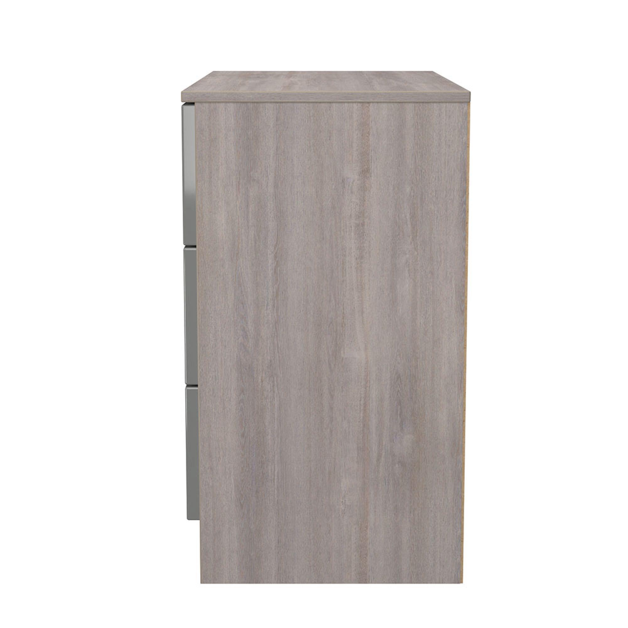 Milan Chest - Small - 3 Drawer - Grey Gloss and Grey Oak