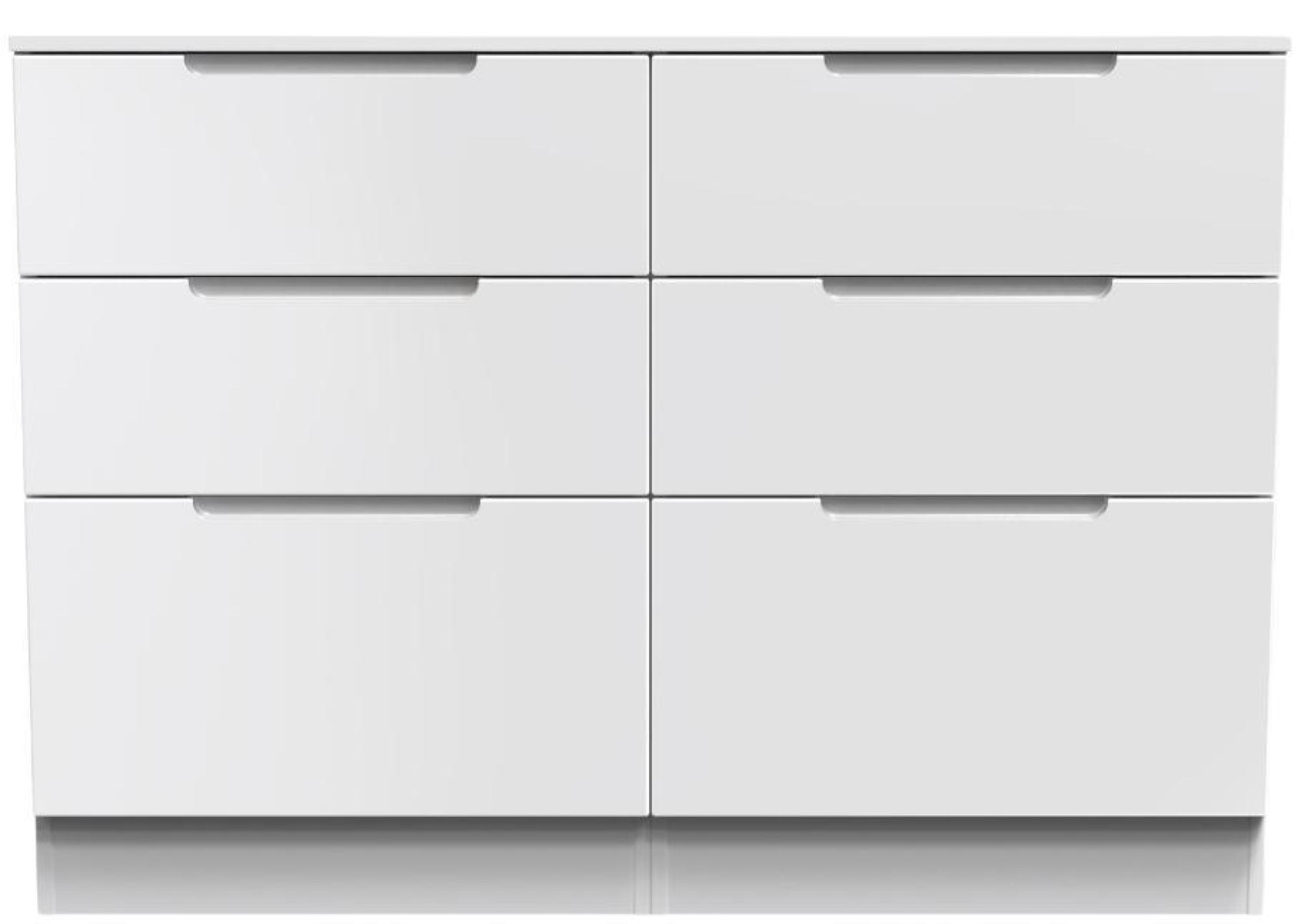 Milan White Gloss 6 Drawer Midi Chest