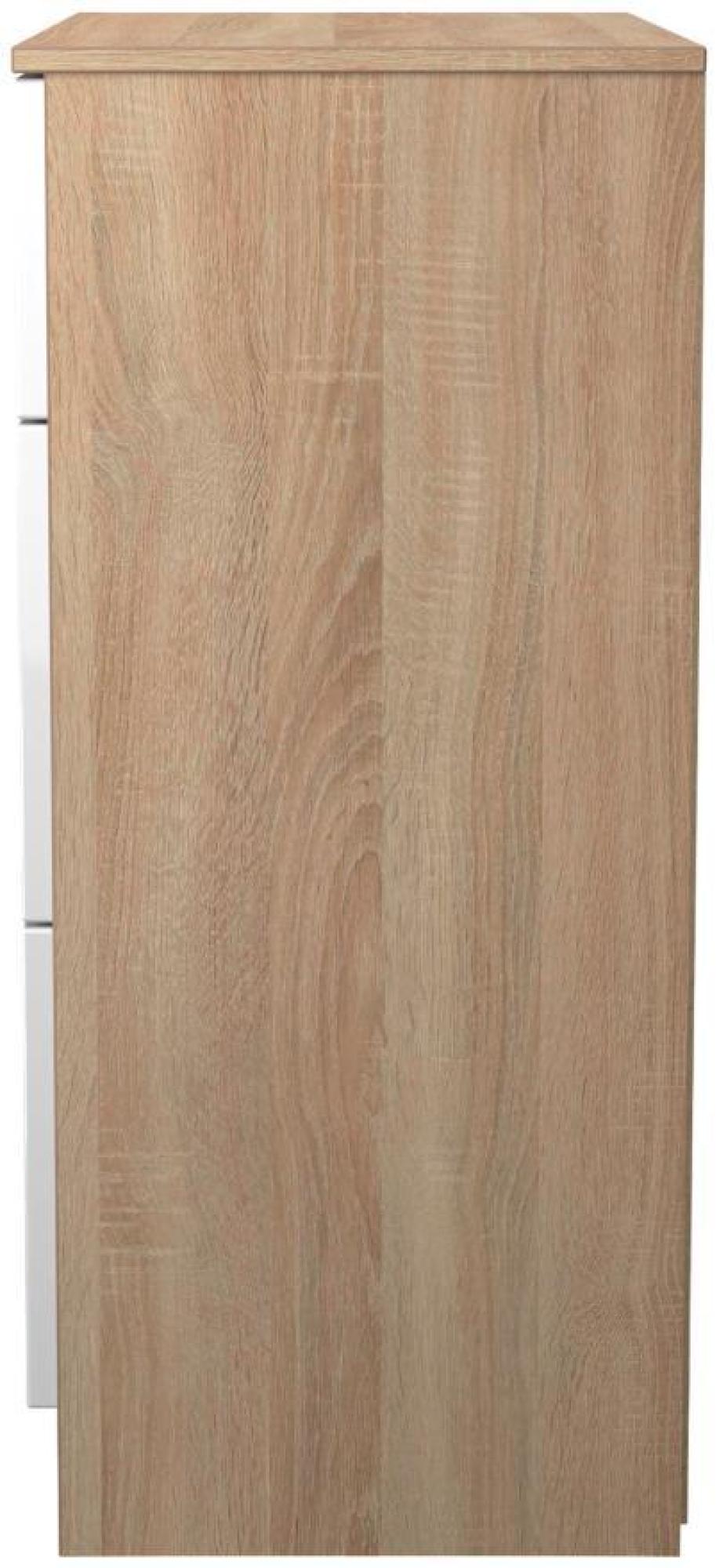 Milan Chest - Deep - 3 Drawer - White Gloss and Oak