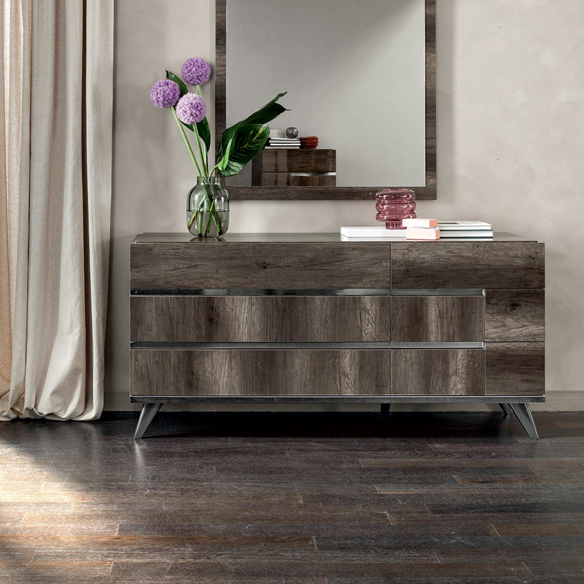 Modern Medea Wide Dresser - 6 Drawer - Vintage Oak