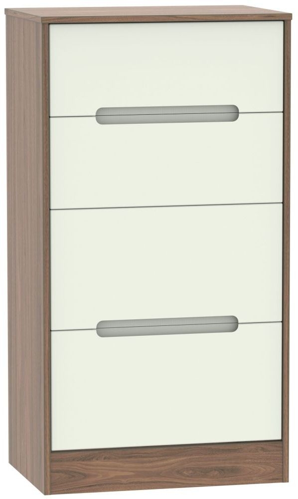 Monaco Cashmere and Carini Walnut 4 Drawer Deep Midi Chest