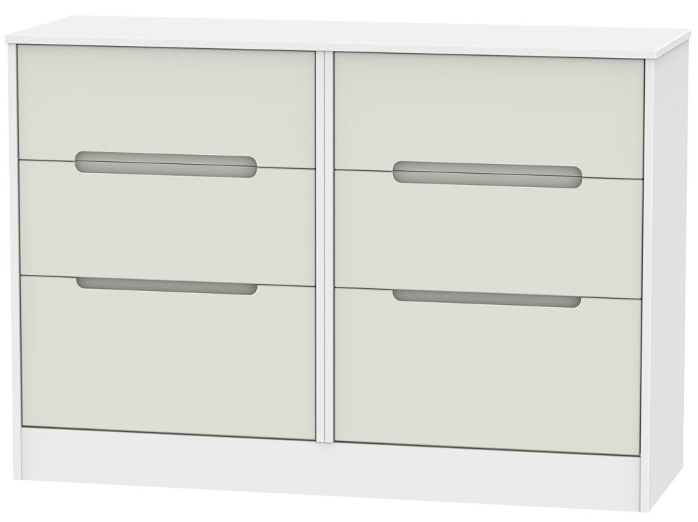 Monaco Cashmere and White 6 Drawer Midi Chest