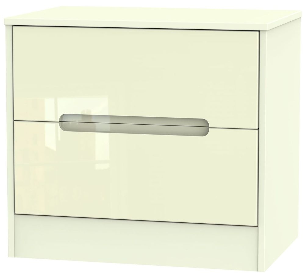 Monaco Cream Gloss 2 Drawer Midi Chest