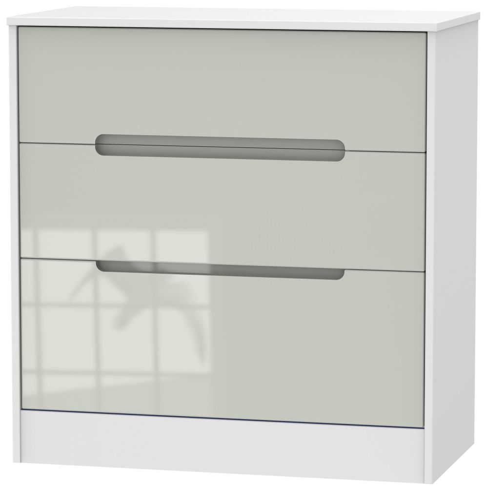 Monaco Gloss Cashmere and White 3 Drawer Deep Chest