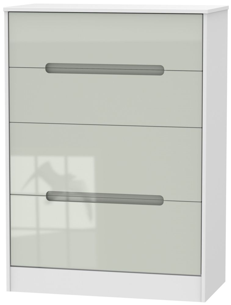 Monaco Gloss Cashmere and White 4 Drawer Deep Chest