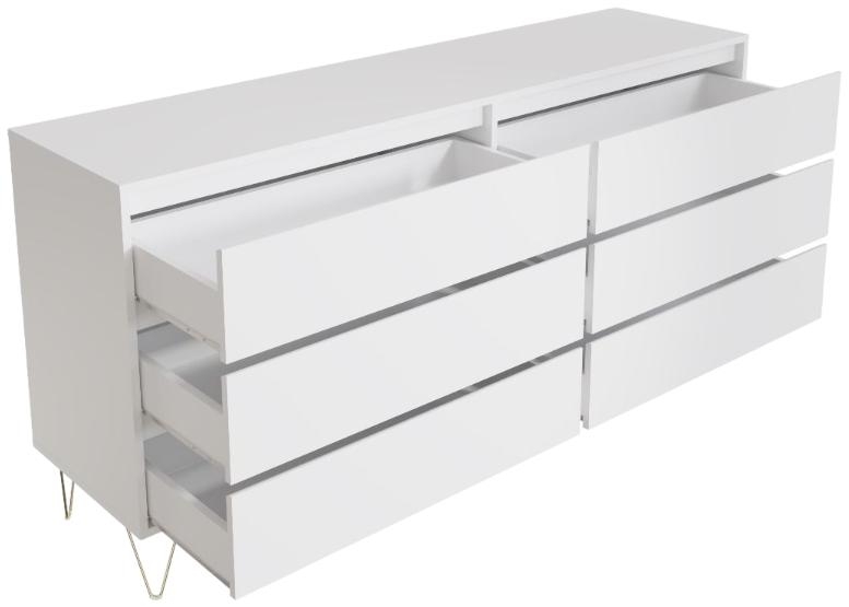 Montour White 6 Drawer Wide Chest