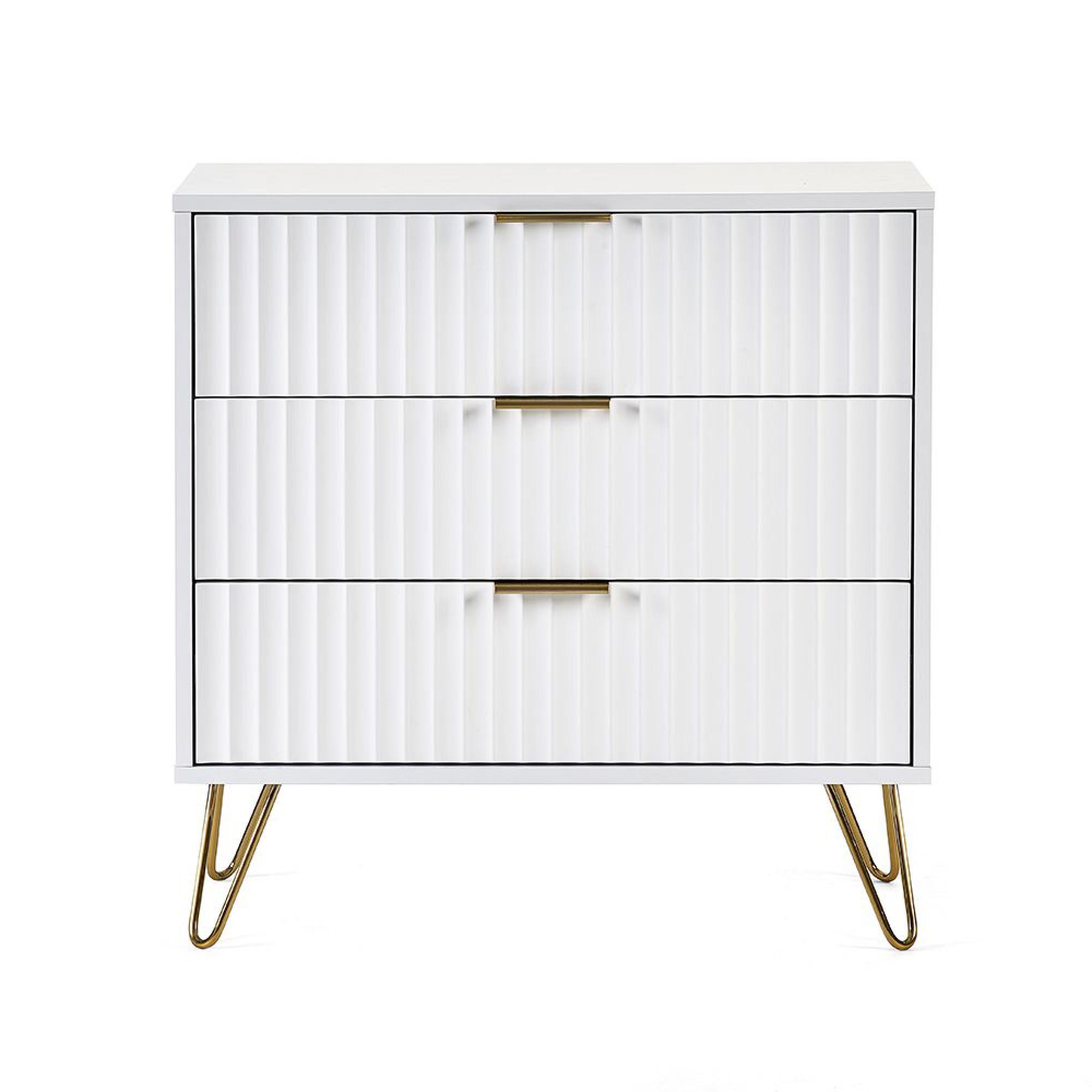 Murano Chest of Drawers - 3 Drawer - Small - Ribbed - White