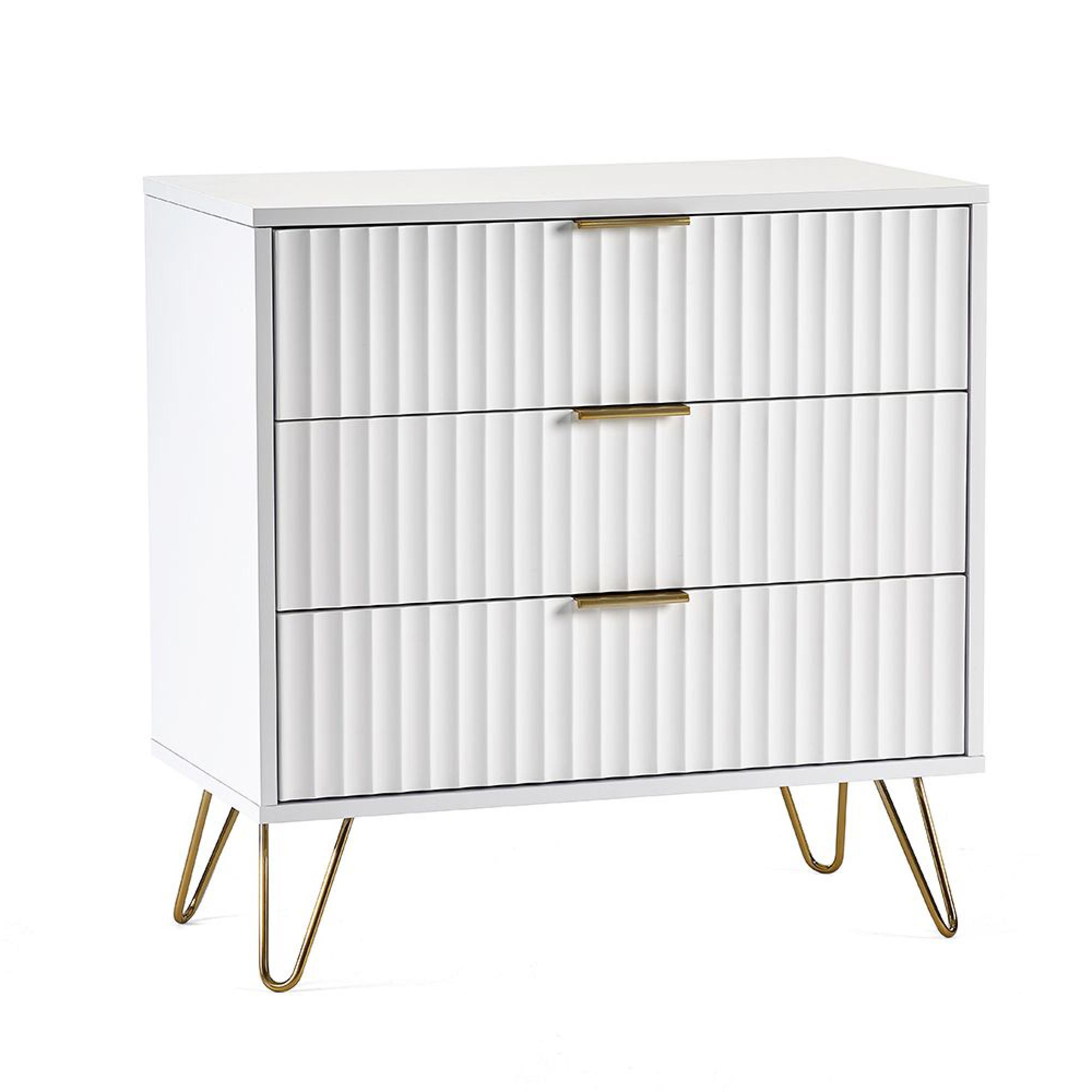 Murano Chest of Drawers - 3 Drawer - Small - Ribbed - White