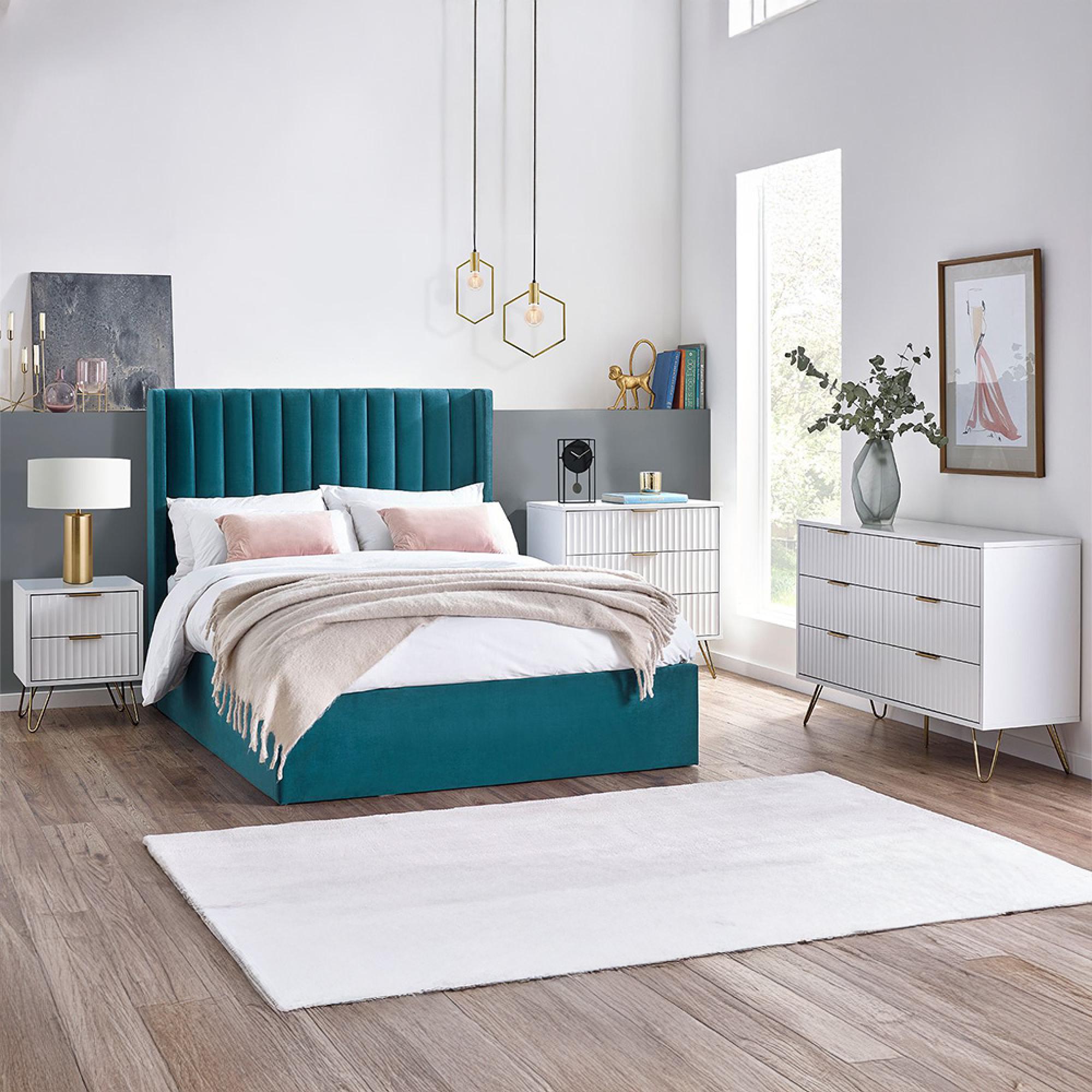 Murano Chest of Drawers - 5 Drawer - Narrow - Ribbed - White