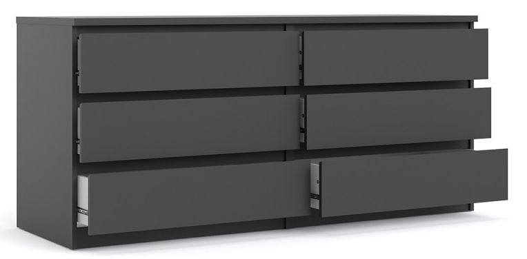 Naia Black 6 Drawer Wide Chest