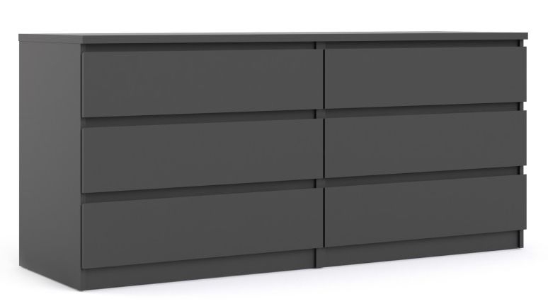 Naia Black 6 Drawer Wide Chest