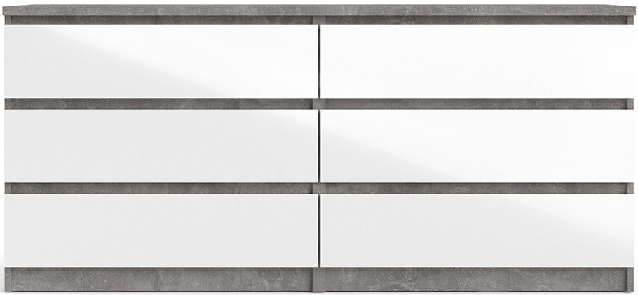 Naia Grey Concrete Effect 6 Drawer Wide Chest