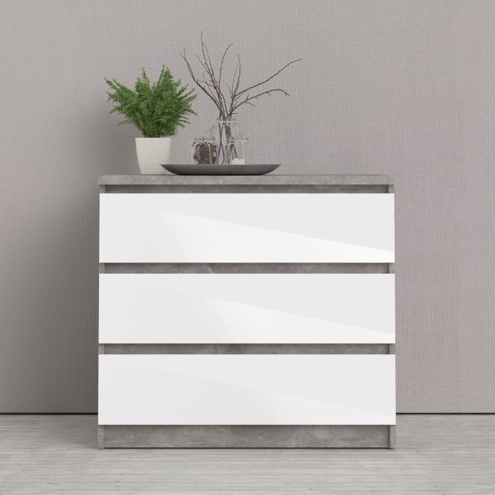 Naia White Gloss 3 Drawer Small Chest