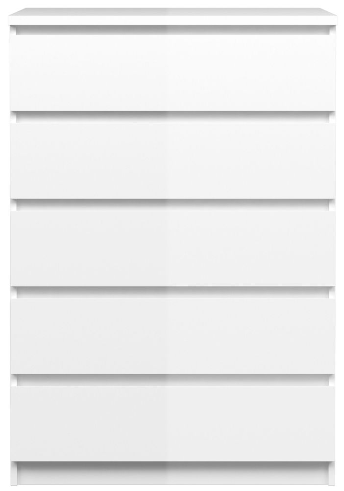 Naia White Gloss 5 Drawer Chest