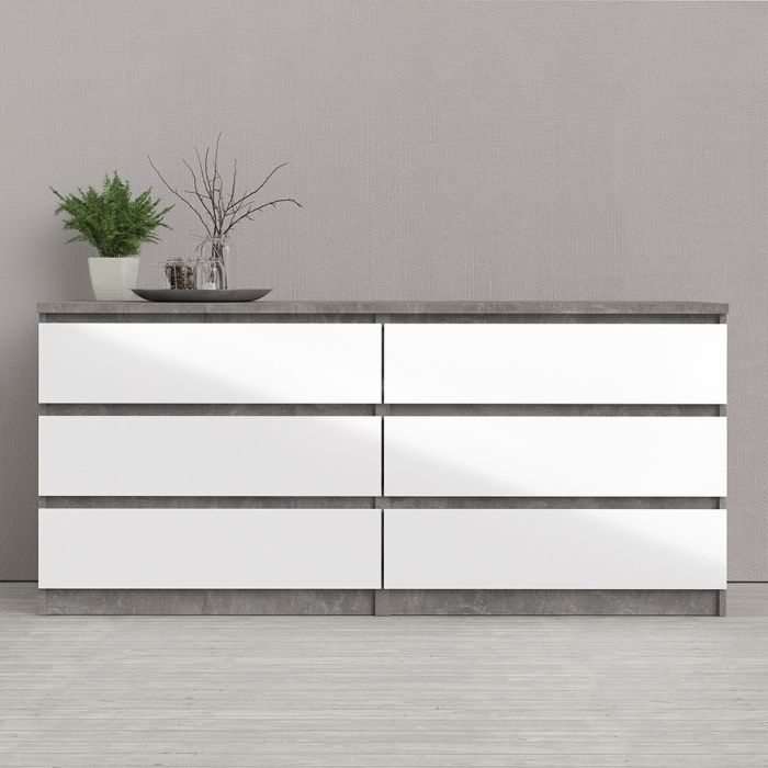 Naia White Gloss 6 Drawer Wide Chest