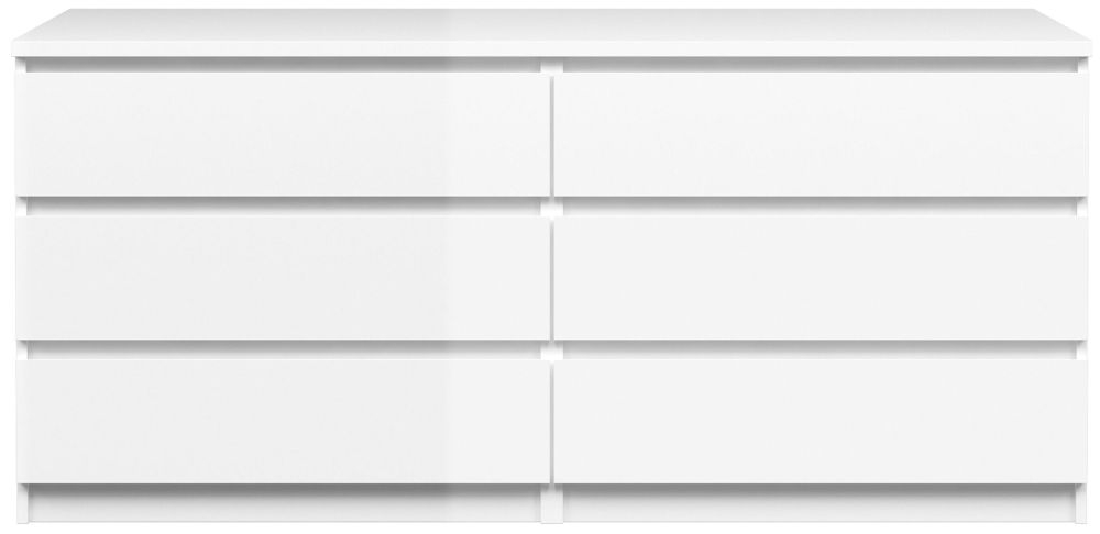 Naia White Gloss 6 Drawer Wide Chest