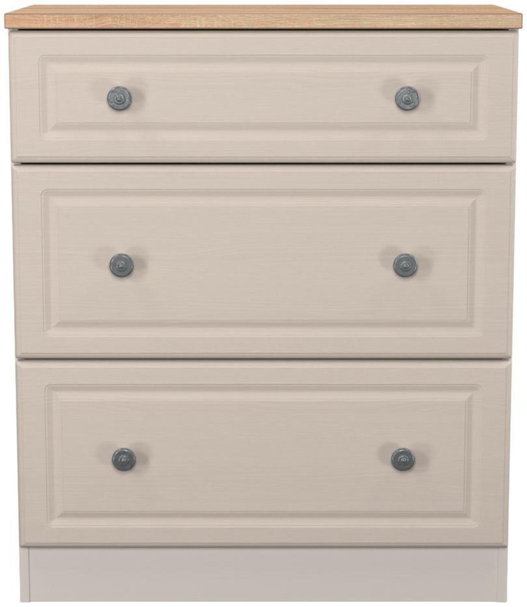 Norfolk Cashmere and Oak Effect 3 Drawer Deep Chest