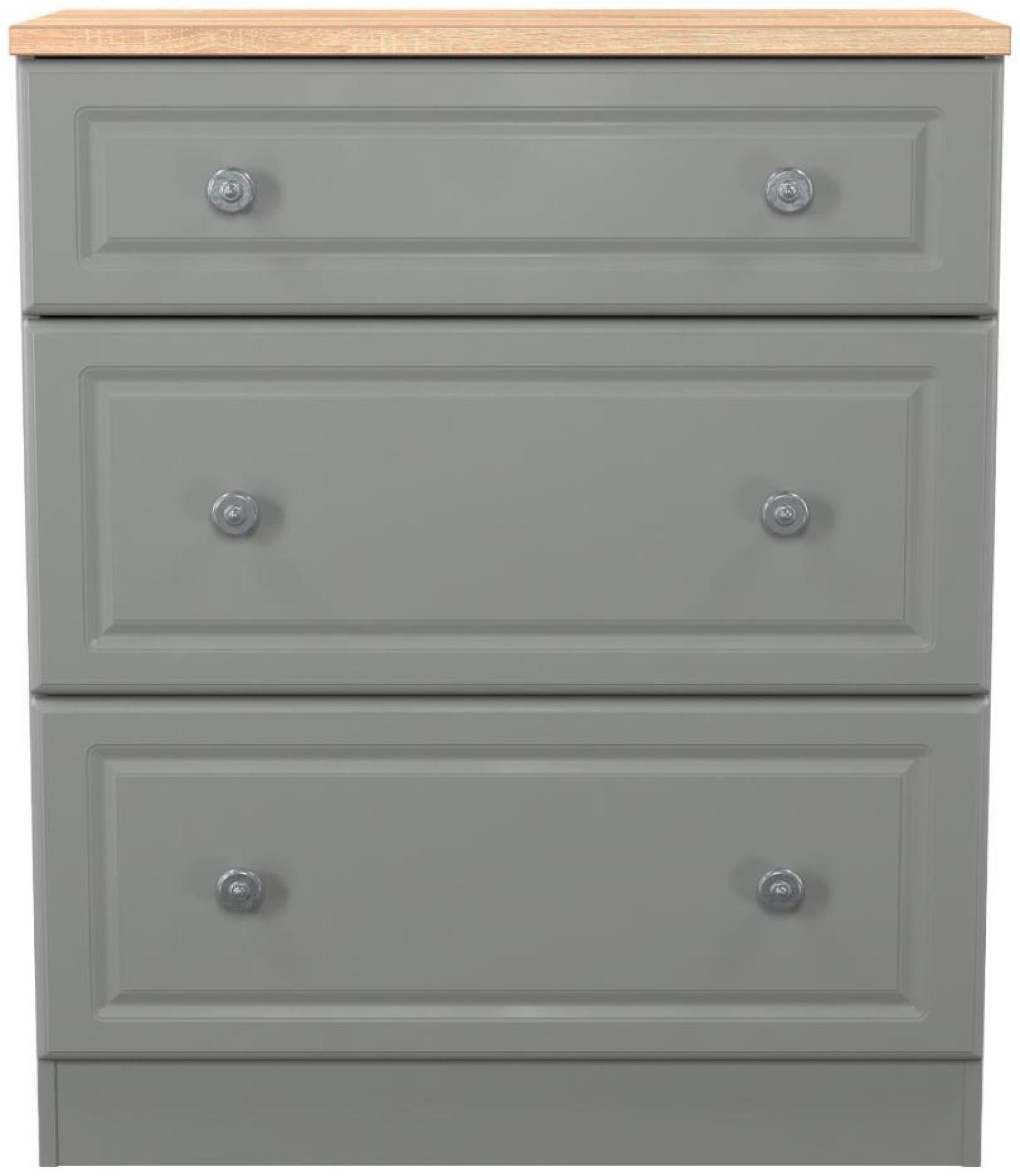 Norfolk Grey and Oak Effect 3 Drawer Deep Chest