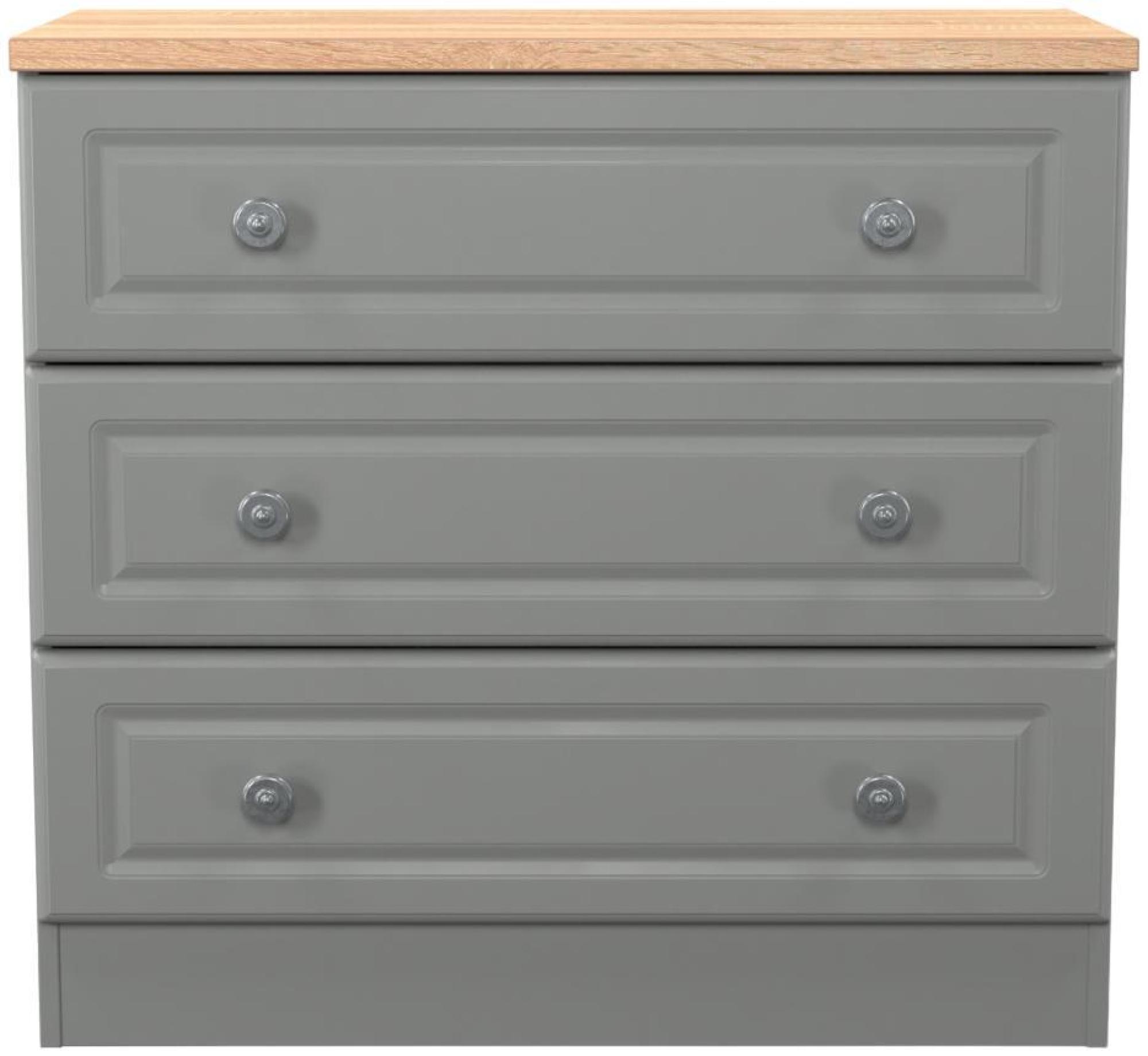 Norfolk Grey and Oak Effect 3 Drawer Small Chest