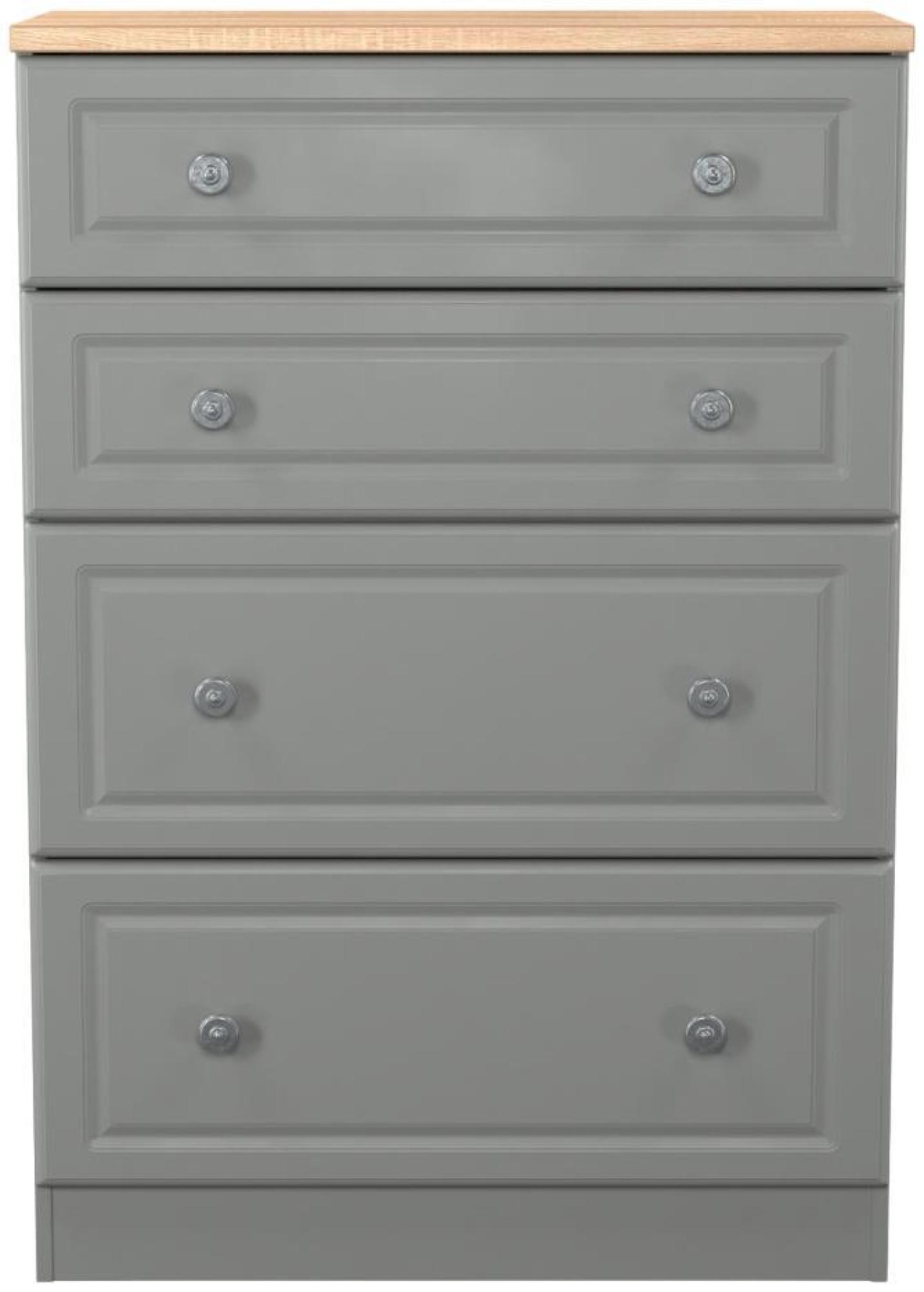 Norfolk Grey and Oak Effect 4 Drawer Deep Chest