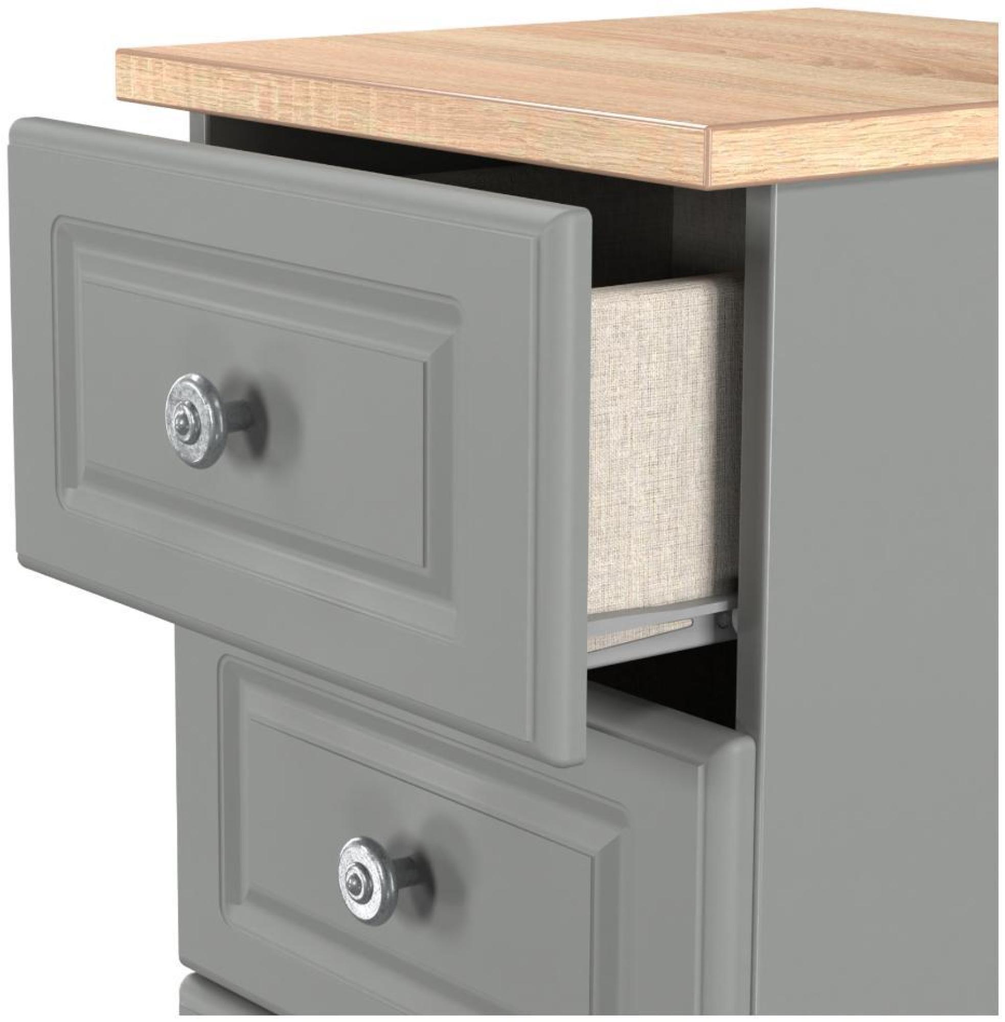 Norfolk Chest - Narrow - 5 Drawer - Grey and Oak