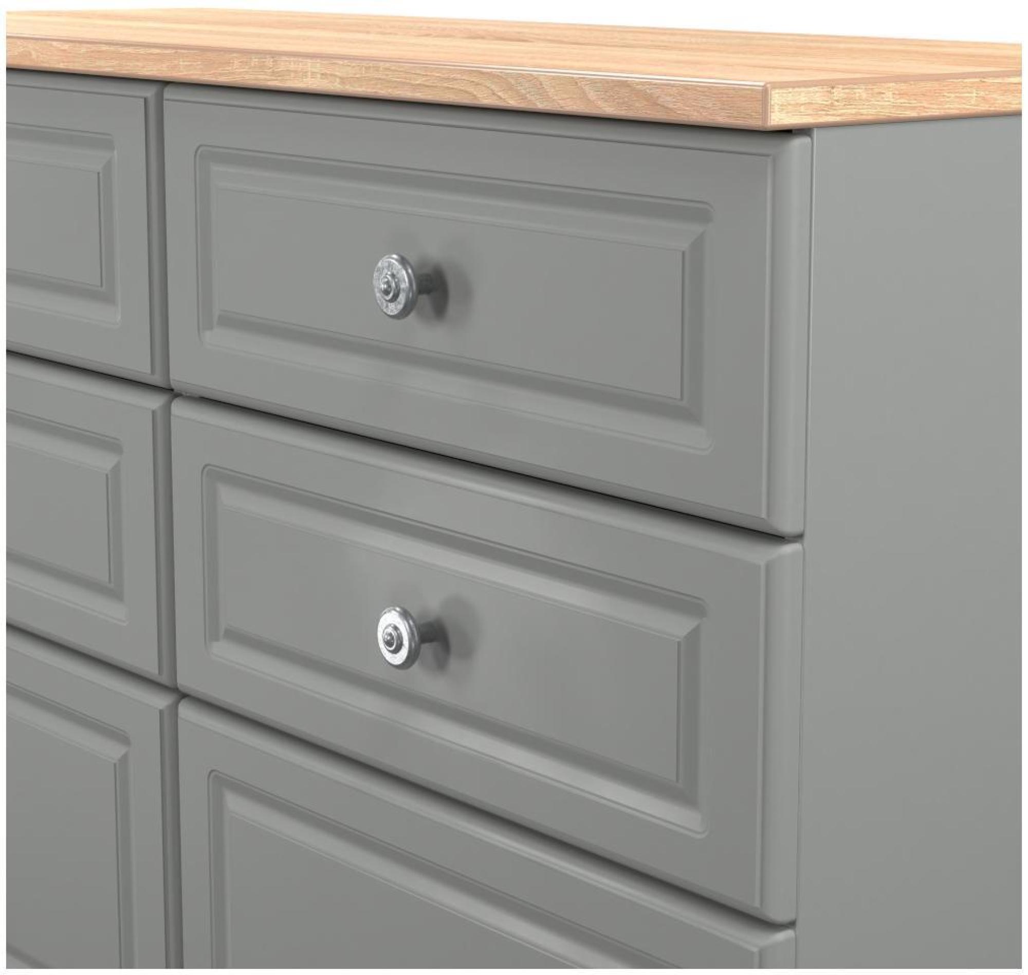 Norfolk Chest - Midi - 6 Drawer - Grey and Oak