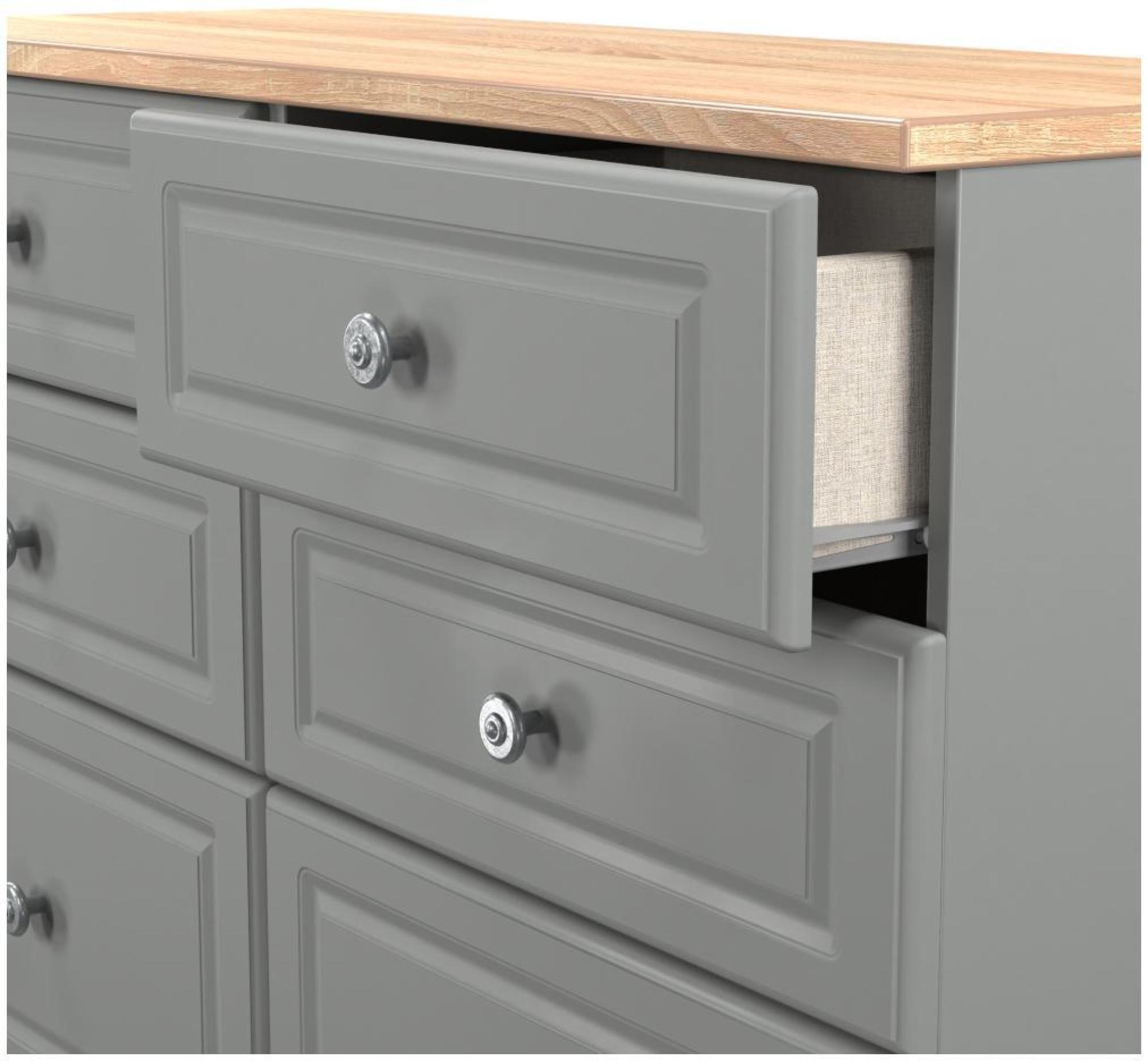 Norfolk Chest - Midi - 6 Drawer - Grey and Oak