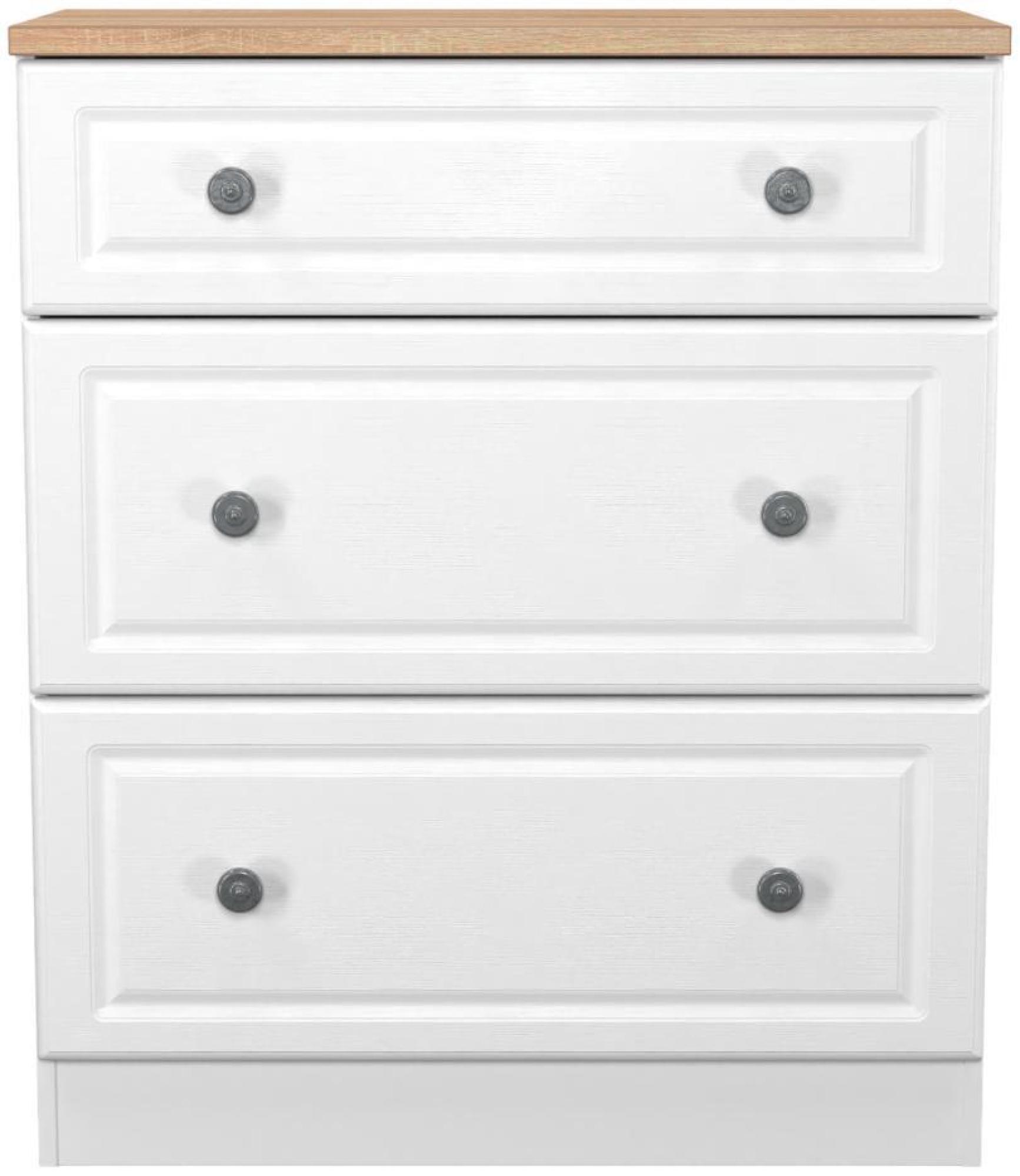 Norfolk White and Oak Effect 3 Drawer Deep Chest