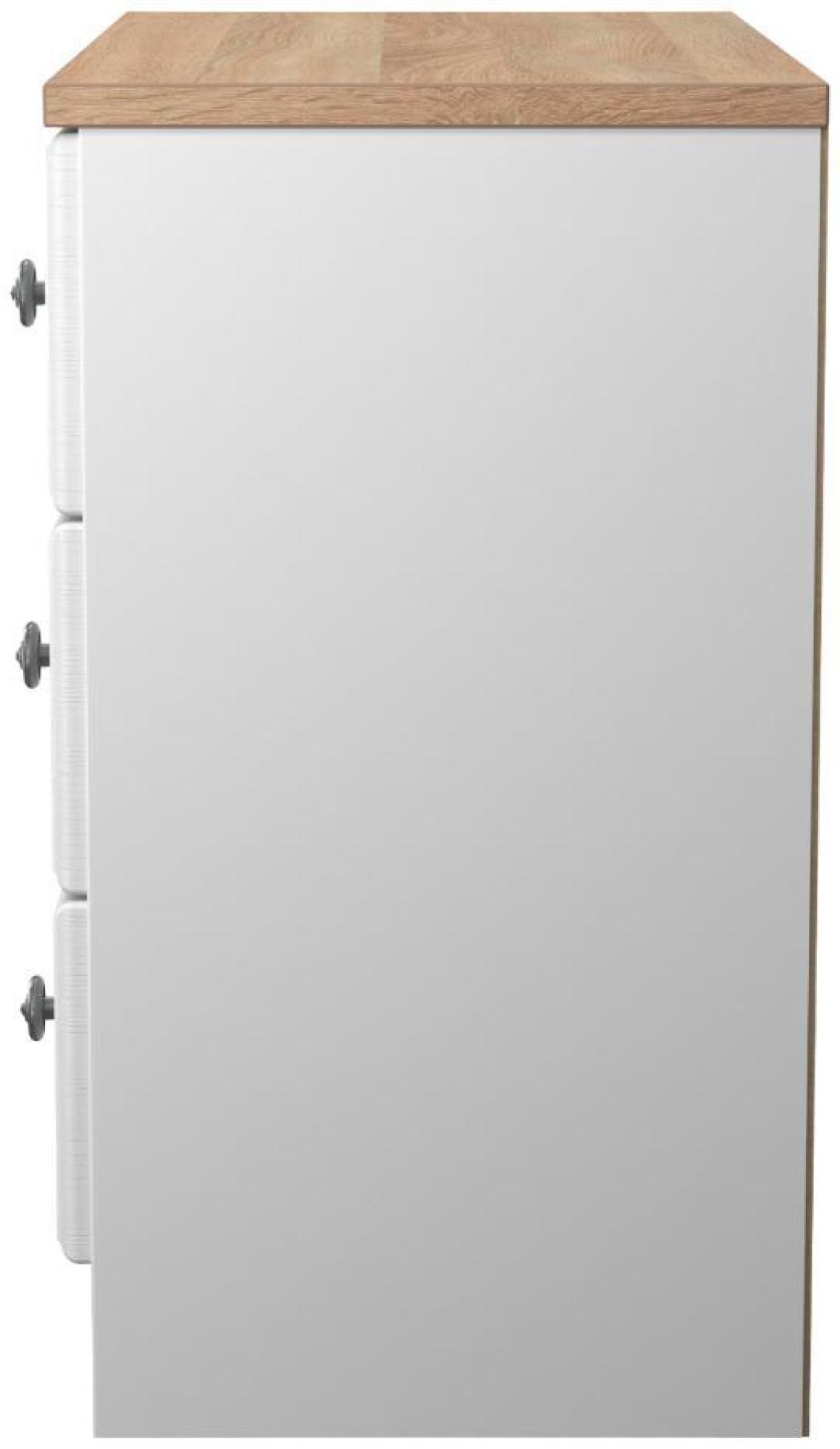 Norfolk Chest - Small - 3 Drawer - White and Oak