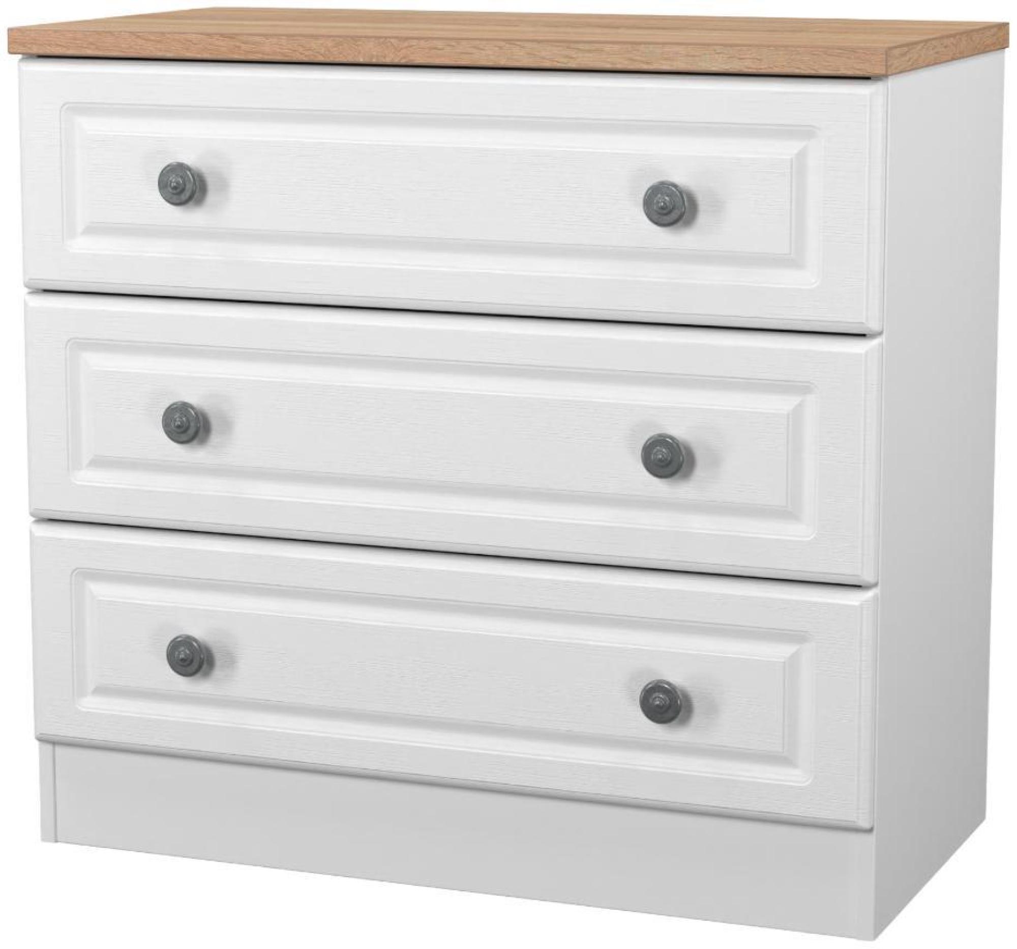 Norfolk Chest - Small - 3 Drawer - White and Oak