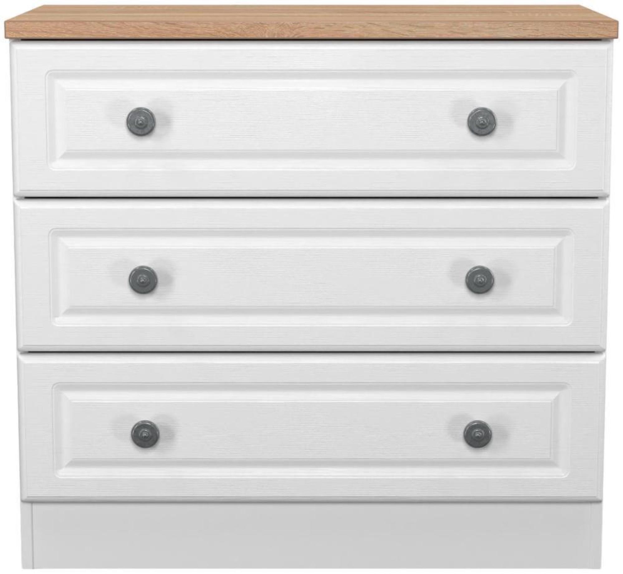 Norfolk White and Oak Effect 3 Drawer Small Chest