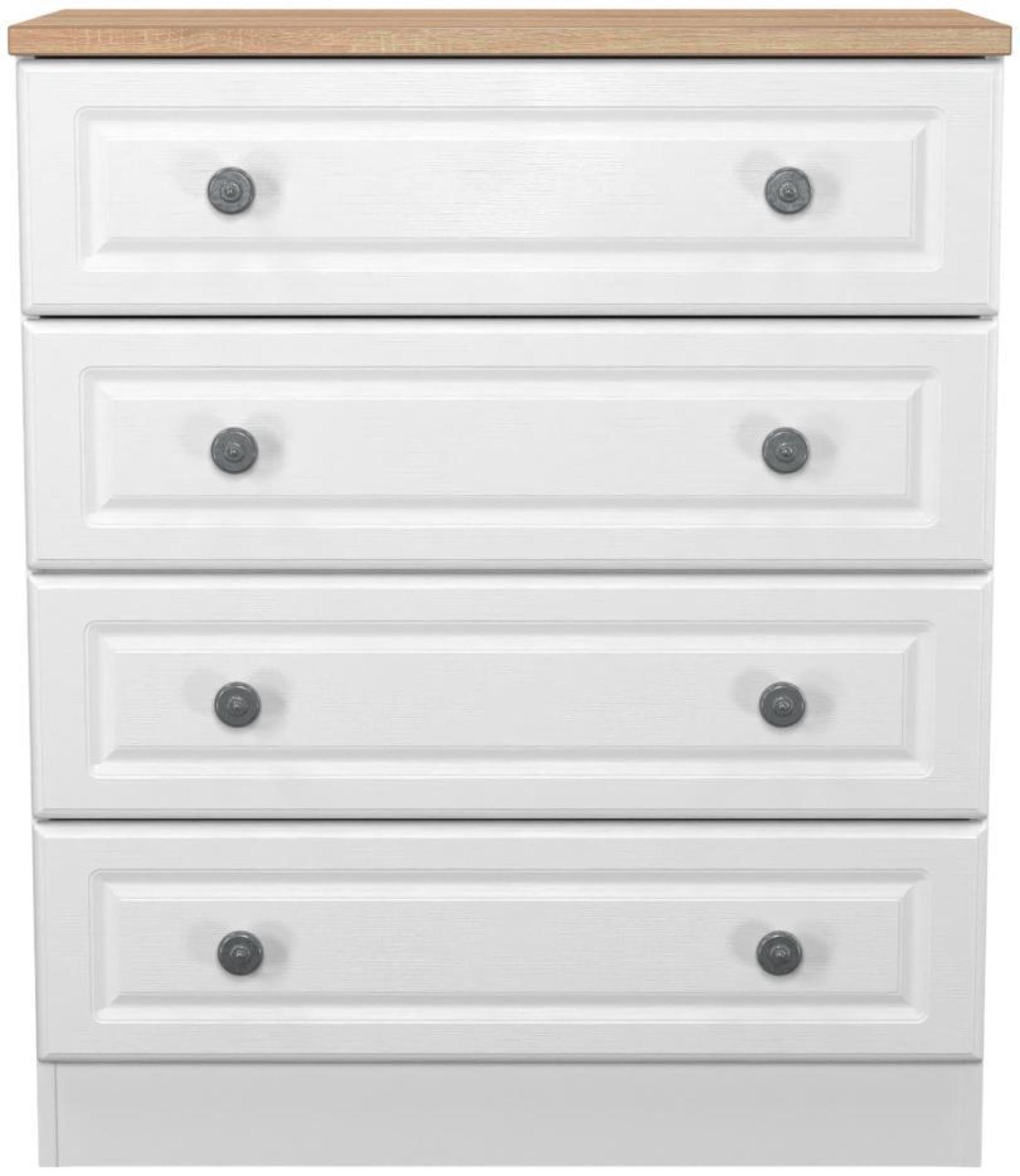 Norfolk White and Oak Effect 4 Drawer Chest