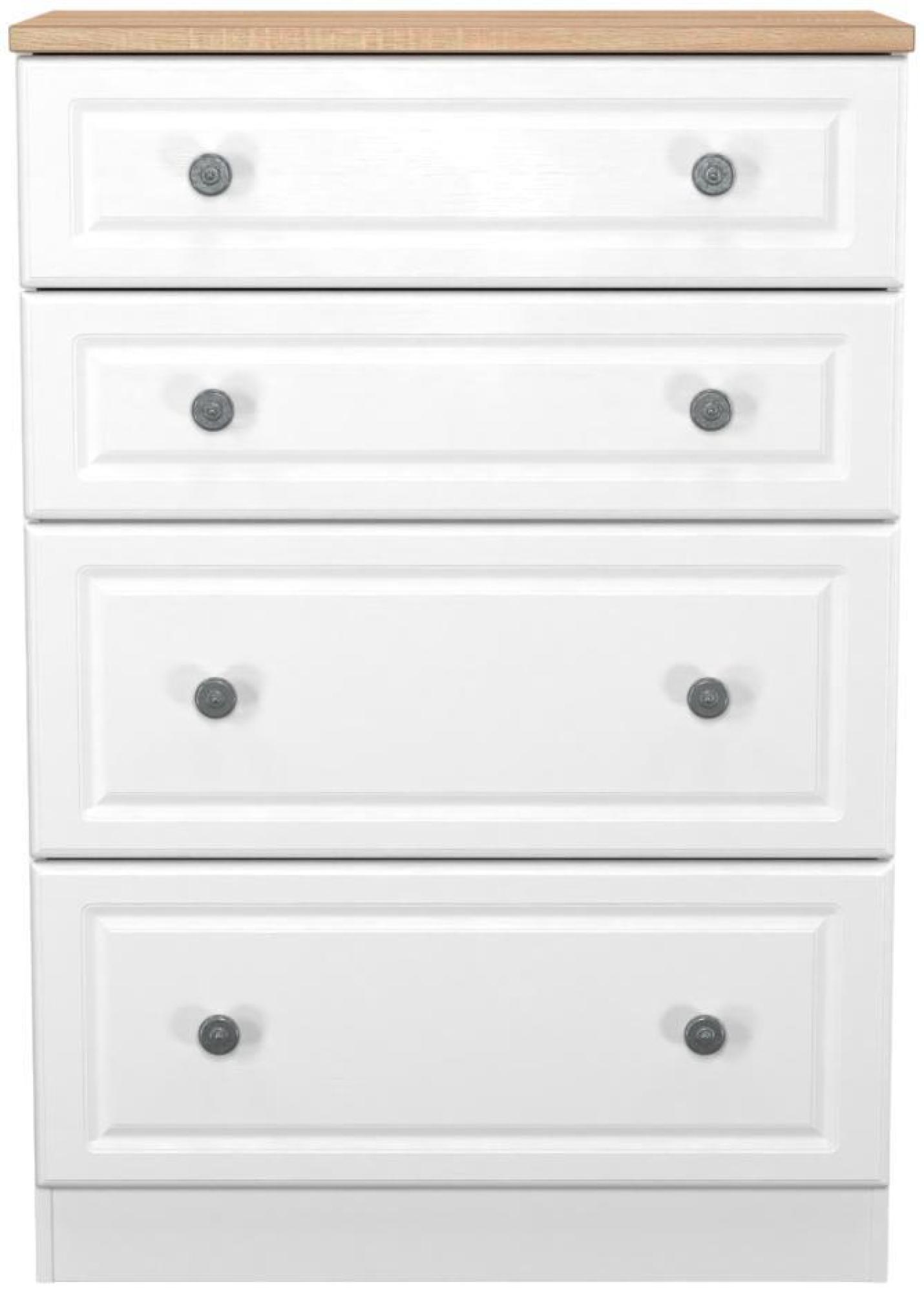 Norfolk White and Oak Effect 4 Drawer Deep Chest