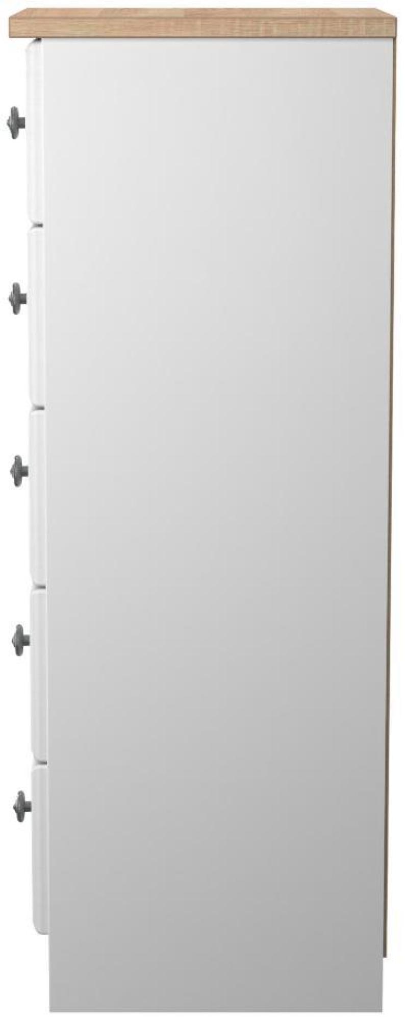 Norfolk Chest - Narrow - 5 Drawer - White and Oak