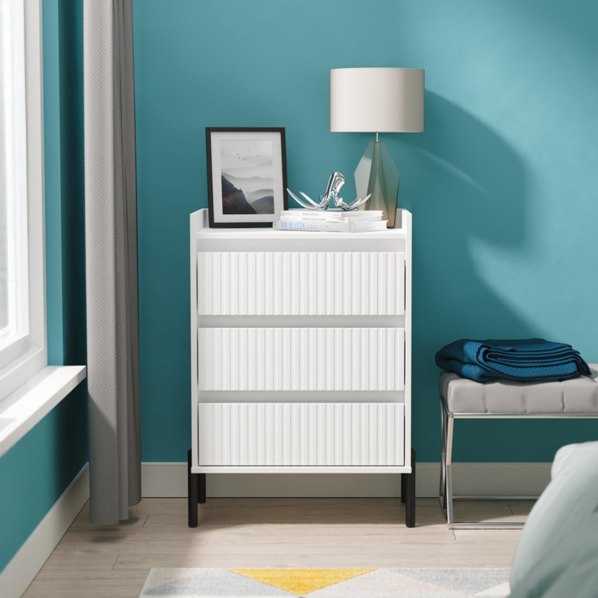 Osaka Chest - 3 Drawer - Midi - White Matt Fluted