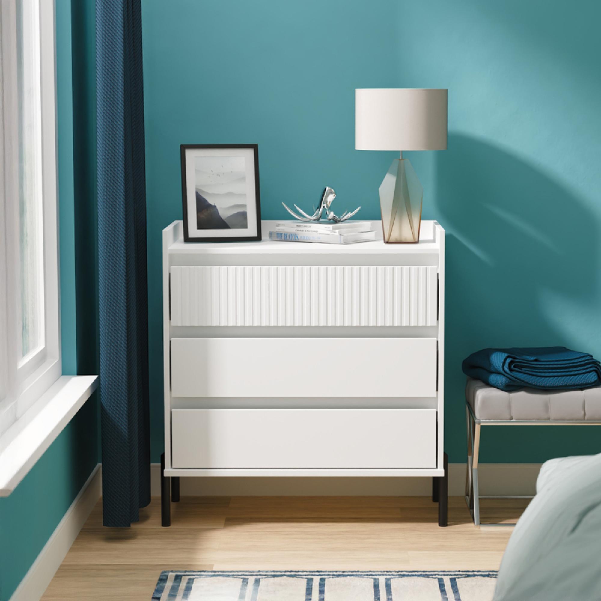 Osaka Chest - 3 Drawer - White Matt Fluted