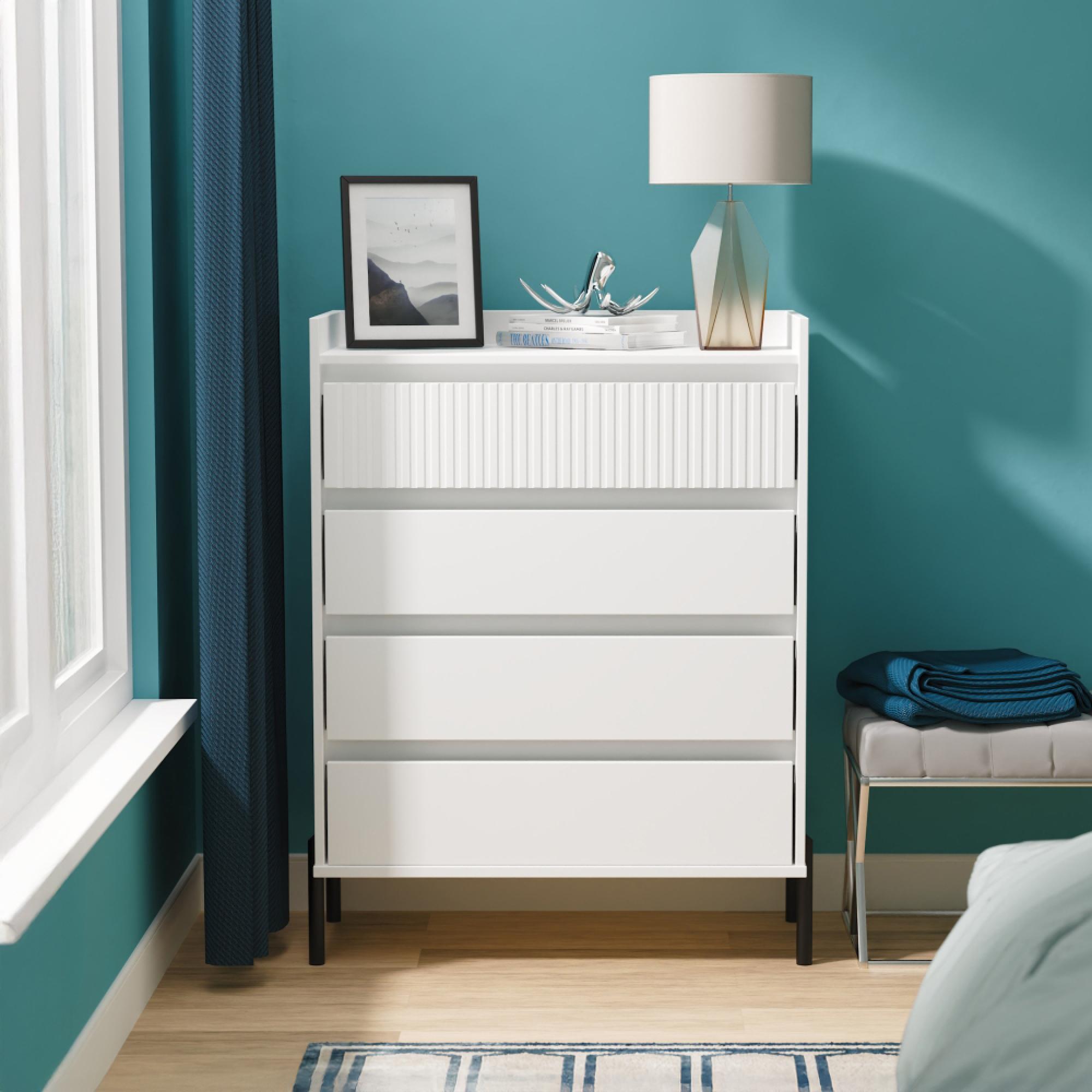 Osaka Chest - 4 Drawer - White Matt Fluted