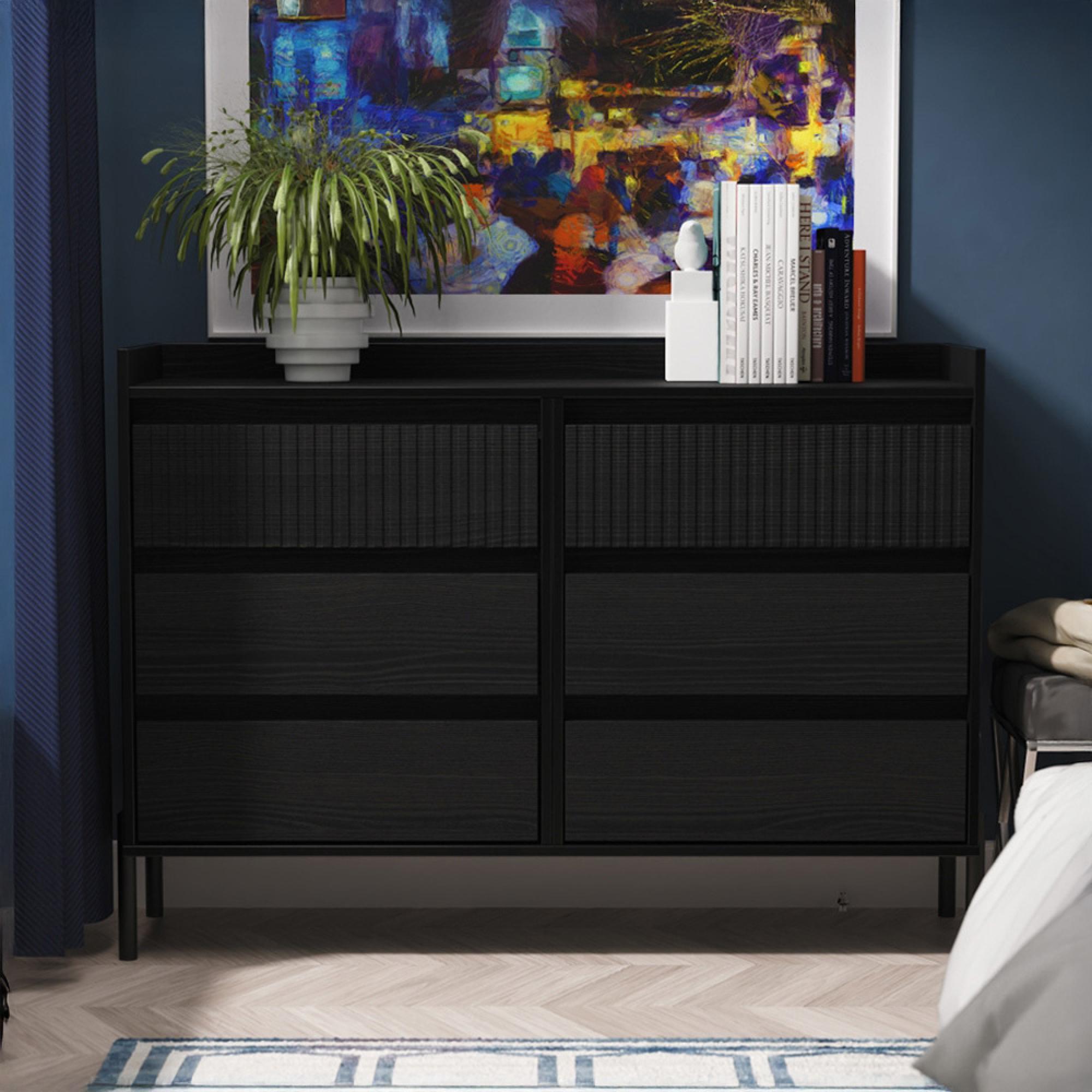 Osaka Chest - 6 Drawer - Midi - Black Ash Fluted