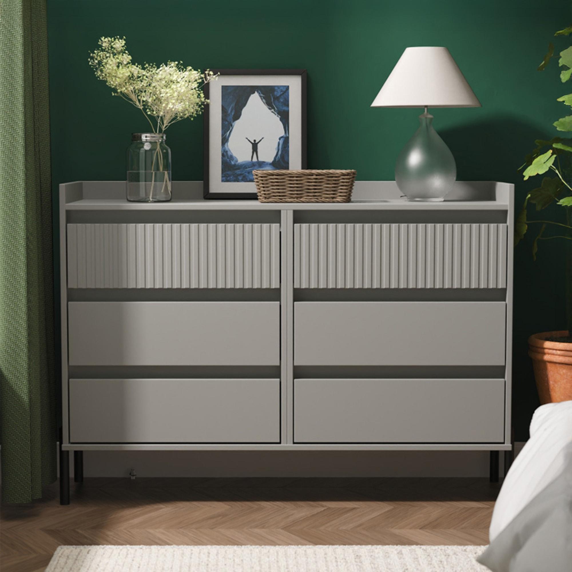 Osaka Chest - 6 Drawer - Midi - Dusk Grey Fluted