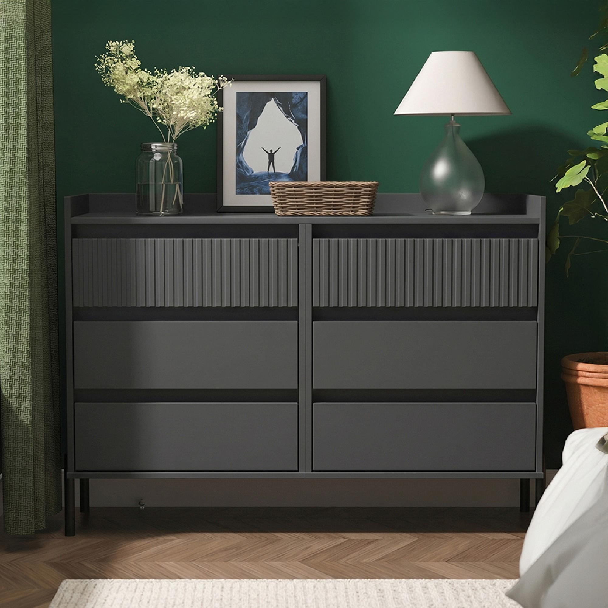 Osaka Chest - 6 Drawer - Midi - Graphite Fluted